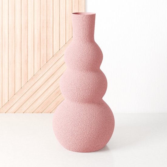 Fleuriek - Grote vaas Roze - H50 cm - Hoge bolvaas voor binnen of als decoratieve bloemenvaas, gekleurde ronde vaas van bio-kunststof - Vaas structuur