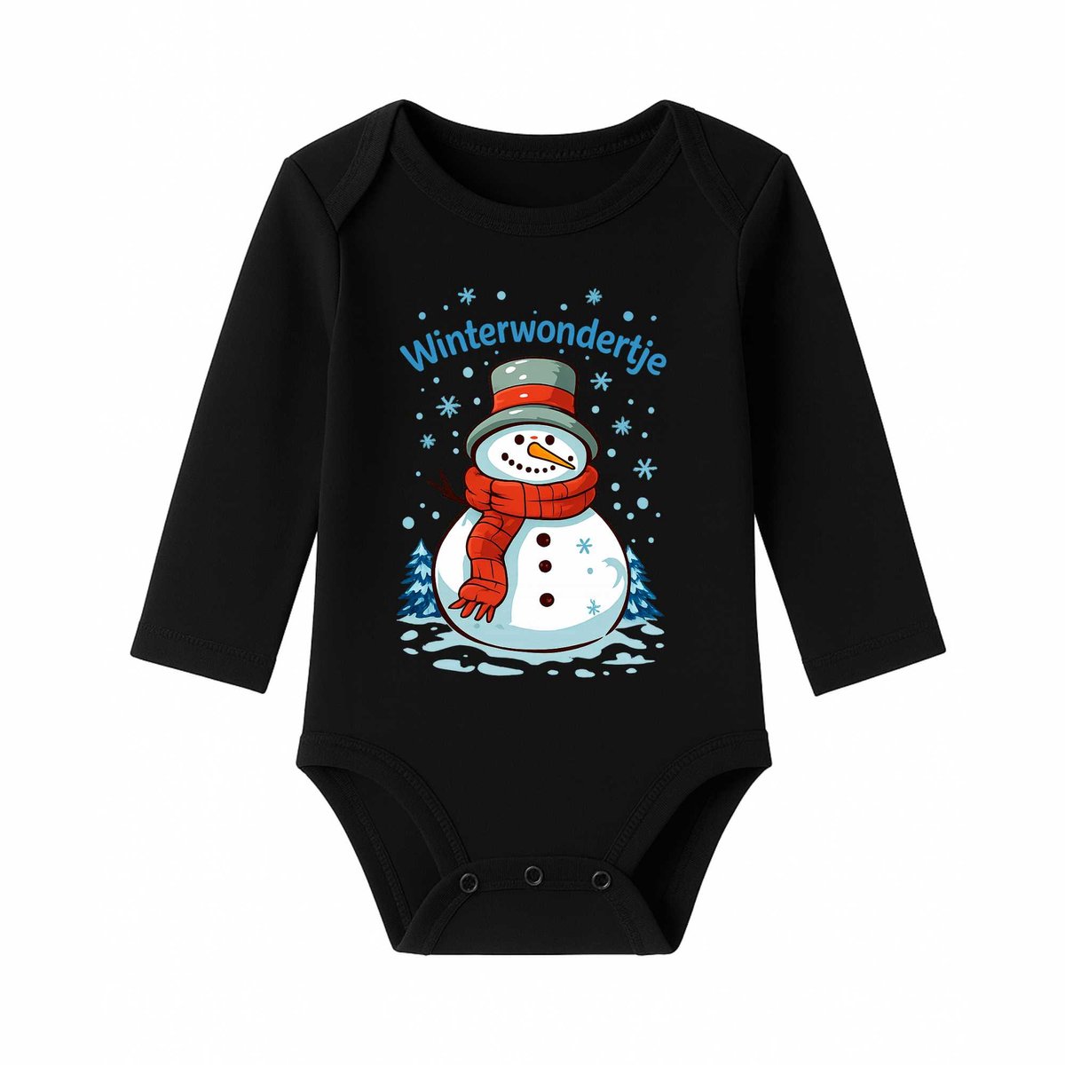 Romper Baby Kerst – Winterwondertje – Zwart – Lange mouw – Maat 74/80