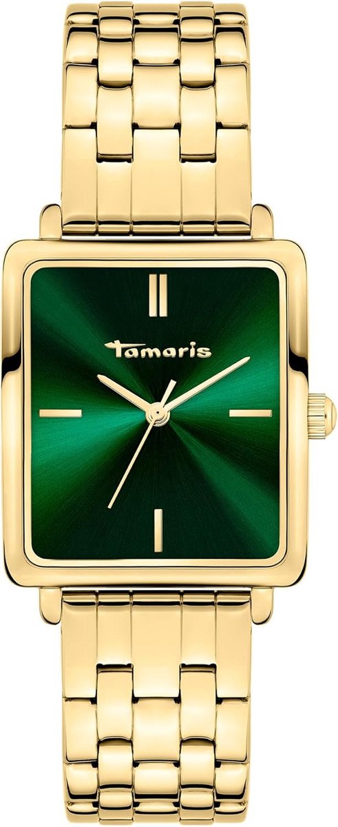 Dameshorloge Goudkleurig met Vierkante Kast en Roestvrijstalen Band