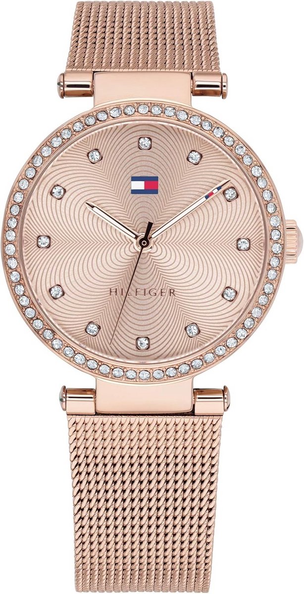 Dameshorloge Roségoud Metaal Band Fijne Bloemdessin | Elegant Kristallen