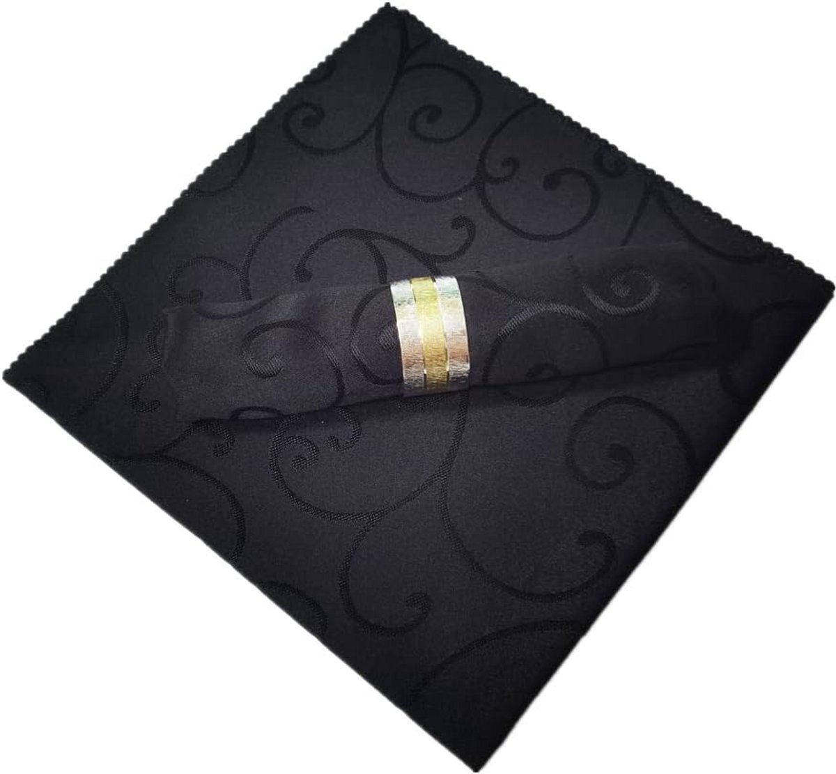 Set van 4 Zwarte Vierkante Tafellinnen Servetten van Polyester (48x48 cm)