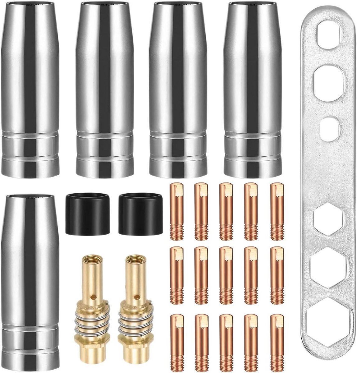 25 Delen Lasaccessoires Set voor MIG Lassen - Inclusief Gasnozzles en Stroomnozzles