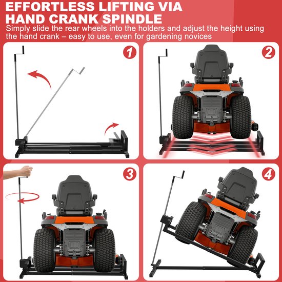 Zitmaaierlik Tractor Lift - Verstelbare Onderhoudsstandaard 400 kg - Stalen Frame - Voor Reinigen en Reparatie van Rasentractoren van Merkloos	 — afbeelding 5