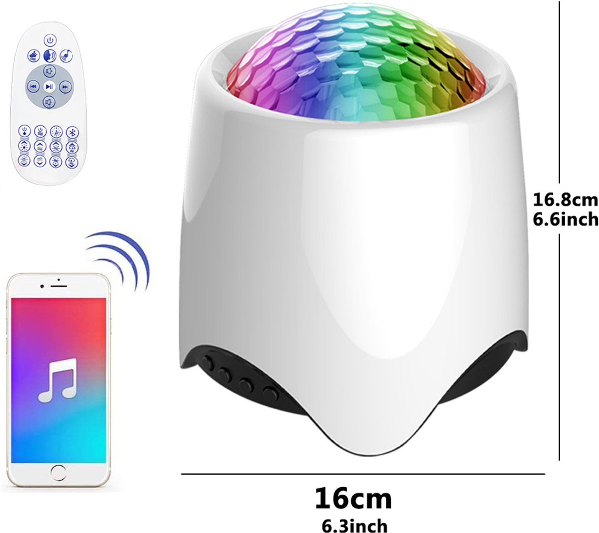 MUPOO Smart Sterrenhemel Projector met 56 Lichteffecten & Bluetooth Speaker - Galaxy Projector Baby & Kind met White Noise & Muziek - Galaxy Nachtlampje met Afstandsbediening & Timer - Sfeerverlichting voor Slaapkamer & Cadeau voor Kinderen & Baby – foto 7