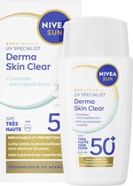 NIVEA SUN UV Face Derma Skin Clear Ultralichte Zonnebrand Gezicht SPF50+ - Voor de onzuivere huid - met Niacinamide - Zonnebrandcrème - 40ml