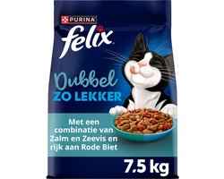 Felix Dubbel Zo Lekker - Kattenvoer droogvoer - Mix van vis - 7.5kg
