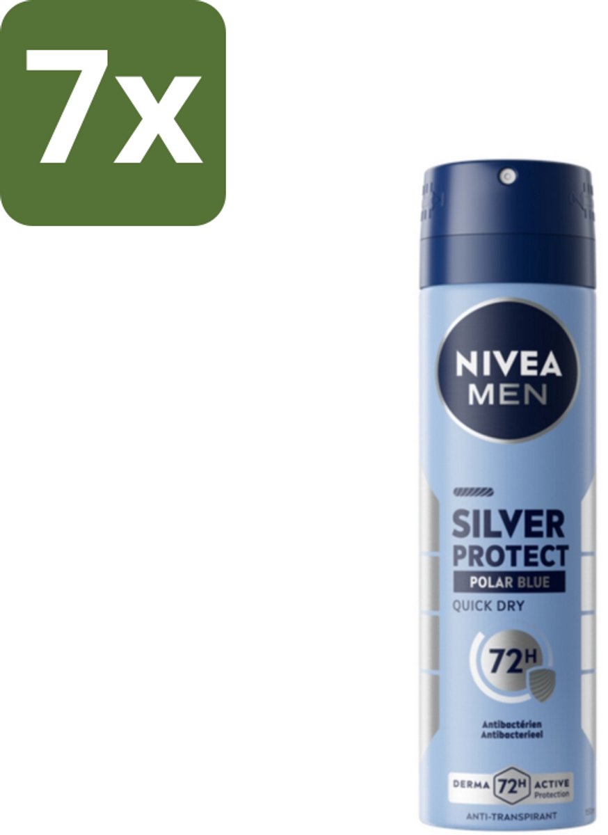 Nivea - Men - Deodorant - Spray - Silver Protect Polar Blue - 150 ml - Bulkverpakking - 7 stuks