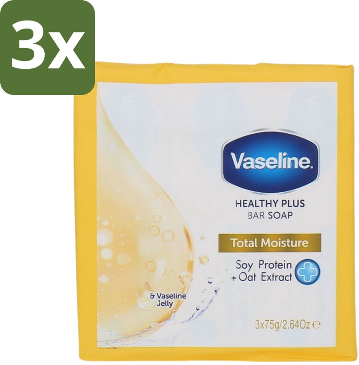 Vaseline - Total Moisture - Zeeptablet - Healthy Plus - 3x75 g - Bulkverpakking - 3 stuks