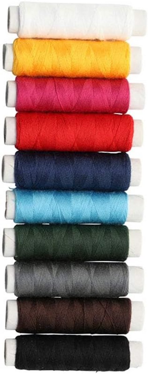 Naaigaren Set Universeel - 10 Kleuren Assortiment - 500 Meter Totaal