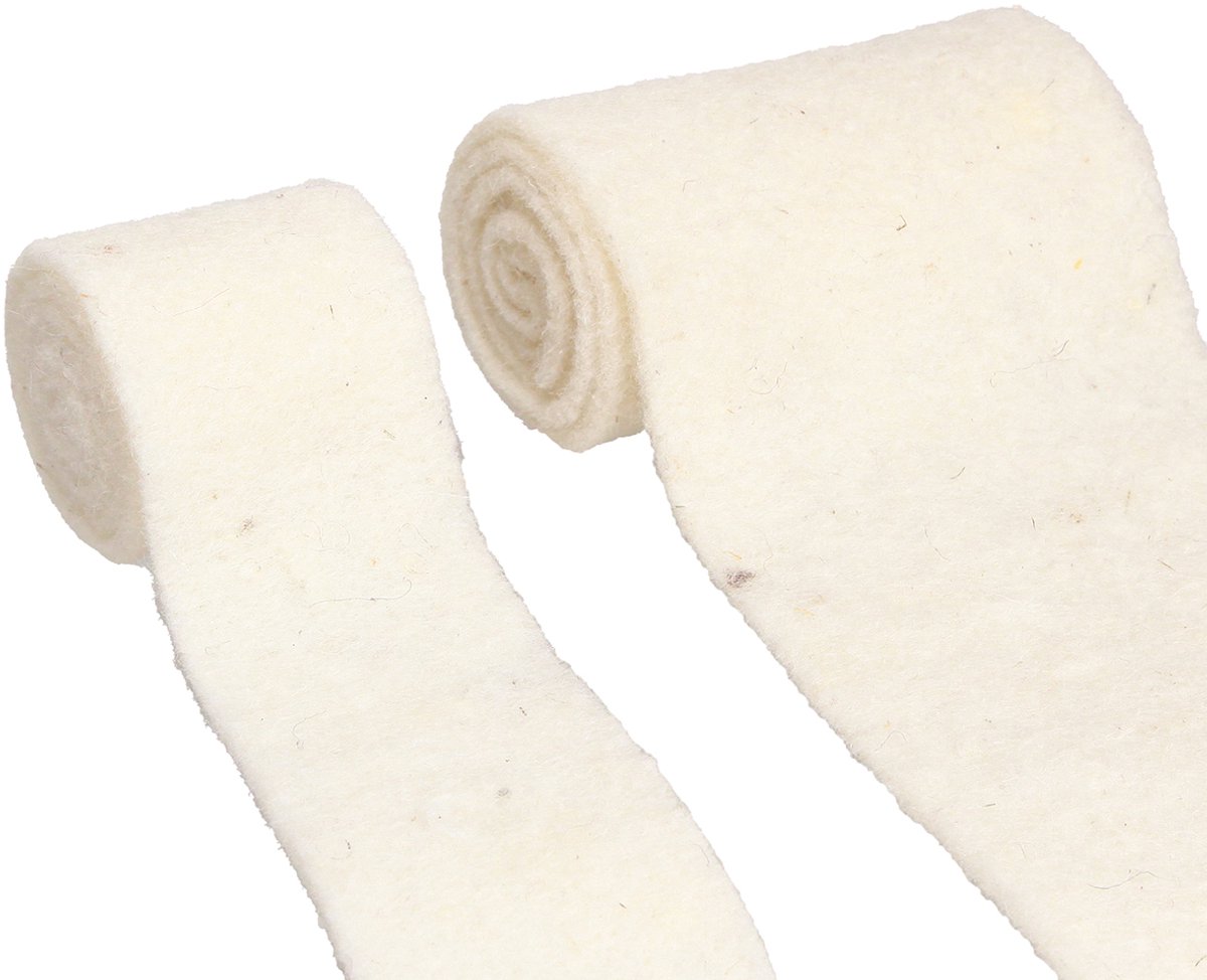 Viltlint wollen lint wit B7cm/15cm L100/100cm set van 2