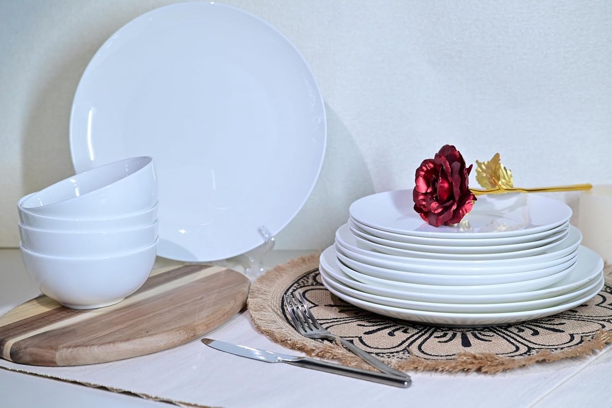 16-delige Servieset van Bone China voor 4 Personen - Wit Borden & Kommen