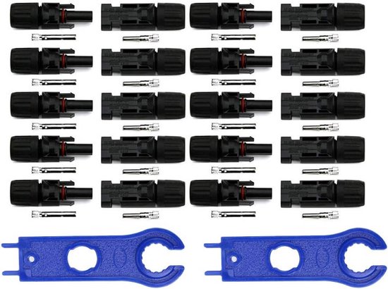 Gtiwung MC4 Zonnepaneelconnectoren – 10 Paar – Man/vrouw – IP67 – Voor 2,5 Tot 6 Mm² Kabel – Met Montagesleutel