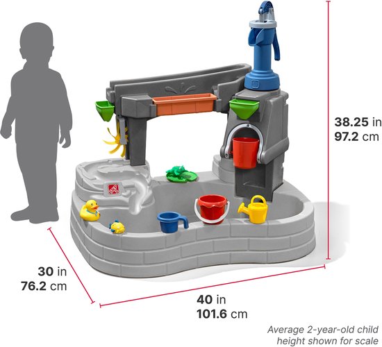 Step2 Pump & Splash Discovery Stone Pond Watertafel – Met waterpomp, emmer en 10 accessoires – Waterspeeltafel voor peuters – Buiten speelgoed vanaf 2 jaar – Activiteitentafel met water voor de tuin / buiten