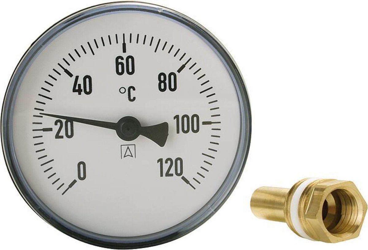 TuseRxln Thermometer Houtkachel - Rookgasthermometer - Bimetall Met Analoge Wijzerplaat En Ingebouwde Duikhuls - 1 Stuk - Voor Kachelpijp En Rookgas