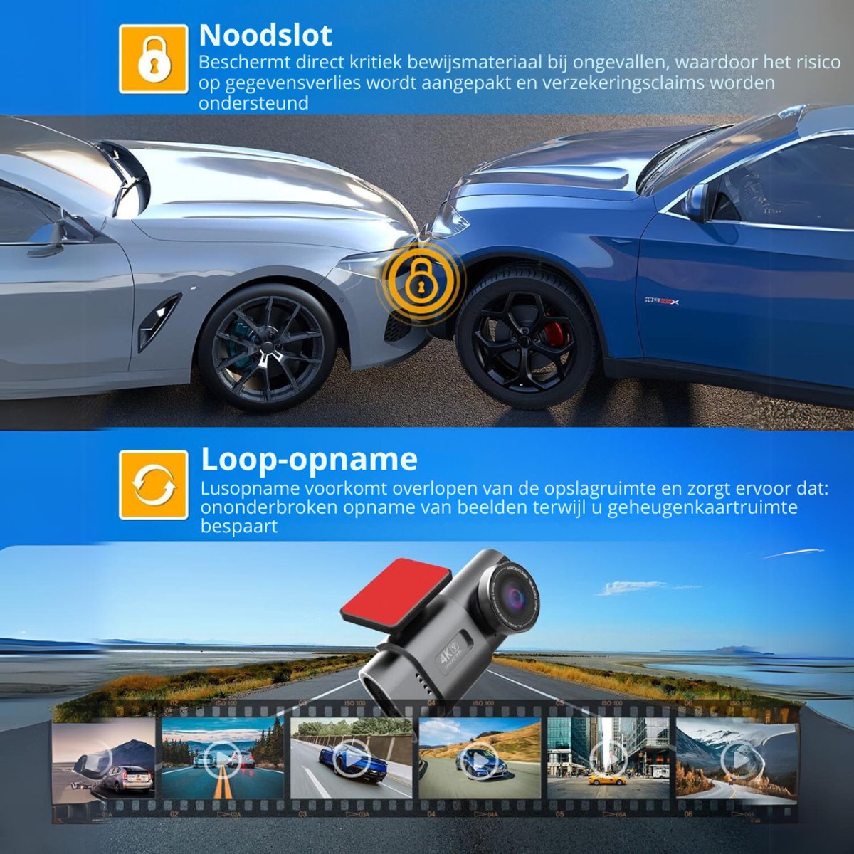 Florixa® Dual Dashcam - Voor en Achter Camera – Auto Camera Met Nachtzicht – Zwart - 3cm x 6cm x 3cm – foto 4