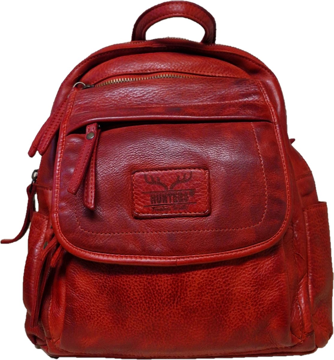 Boutique Trukado - Hunters Leren Rugzak Gewassen Leer rood - (hxbxd) ca. 27cm x 22cm x 9,5cm