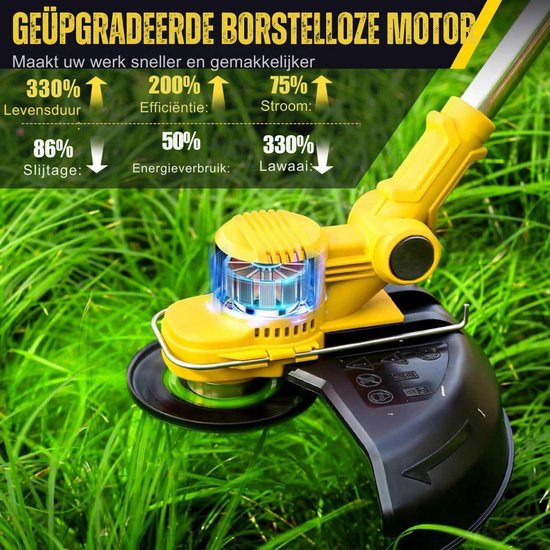 Aurixi® Onkruidborstel Electrisch - Onkruidborstel Machine - Voegenborstel - Geel - 145 x 25 x 13cm; van Merkloos	 — afbeelding 4