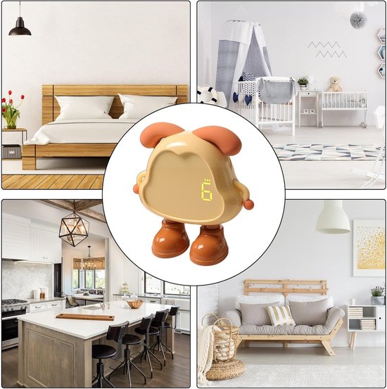 Kinderwekker Grappig - Nachtlamp Klok - Slaap Training - Schattig Honden Design - 14cm Breed - Geel — afbeelding 4