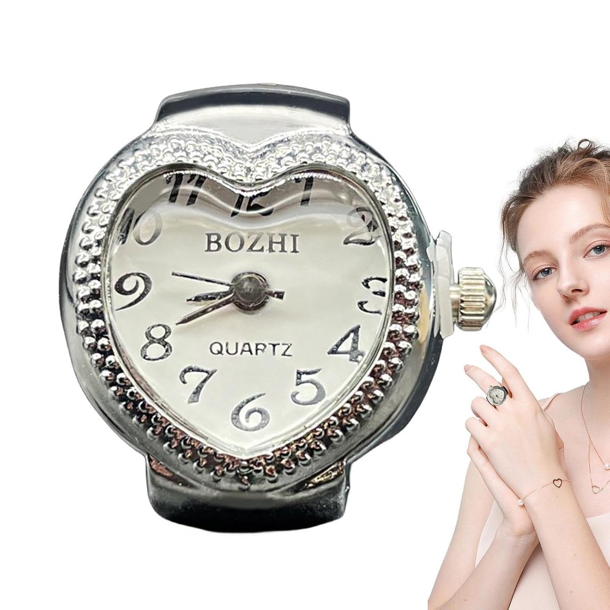 Ring Vingerhorloge - Elastisch Quartz - Mode Accessoire - Vintage Design - 2 cm Diameter