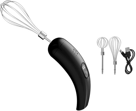Draadloos oplaadbare handmixer, draagbare elektrische garde (met 5 snelheidsstanden), krachtige mixer Geschikt voor het bakken van taarten, crèmes en desserts, een must-have Geschikt voor thuiskoken en doe-het-zelfkeukens (zwart). van Merkloos — afbeelding 3