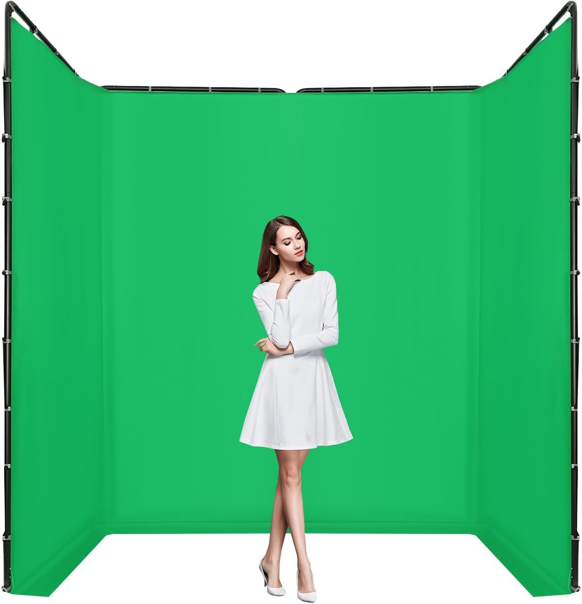 Greenscreen met standaard - Chroma Key achtergrond - Video-opnames maken - Niet-reflecterend oppervlak - 4x24m - Groen