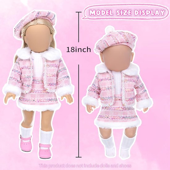Poppenkleding Set - Pop Pyjama - Poppen Aankleden - Inclusief Accessoires - 18 Inch Poppen - Stijl 1 van Merkloos — afbeelding 2
