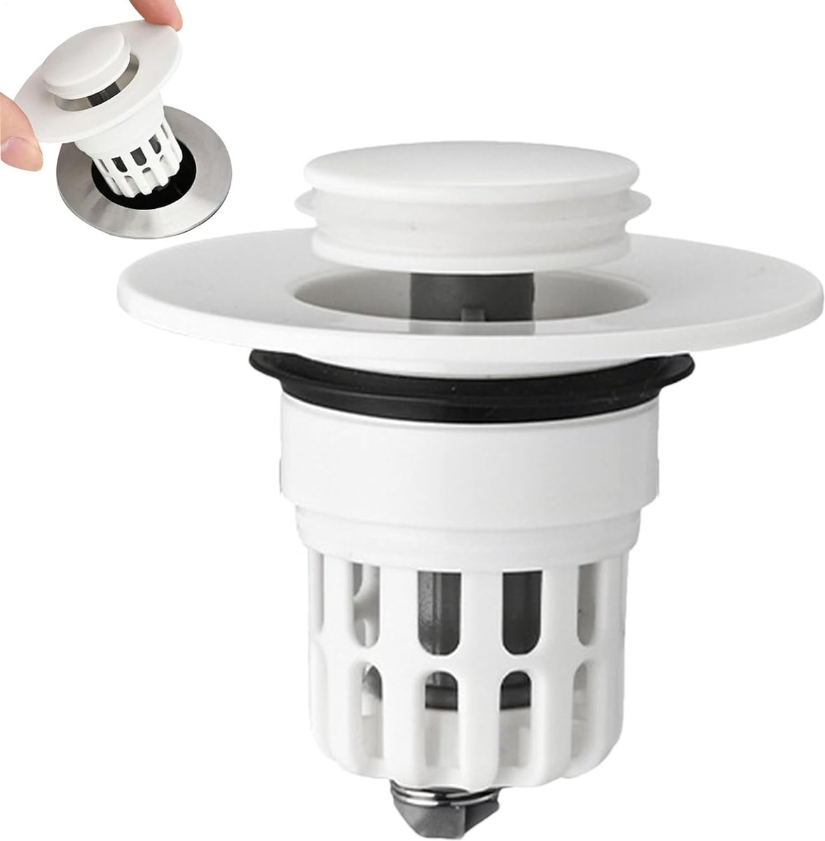Wastafelstop - Afvoerstop Filter - Voorkom Verstoppingen - Roestvrij ABS Metaal - 7x7x6.6cm
