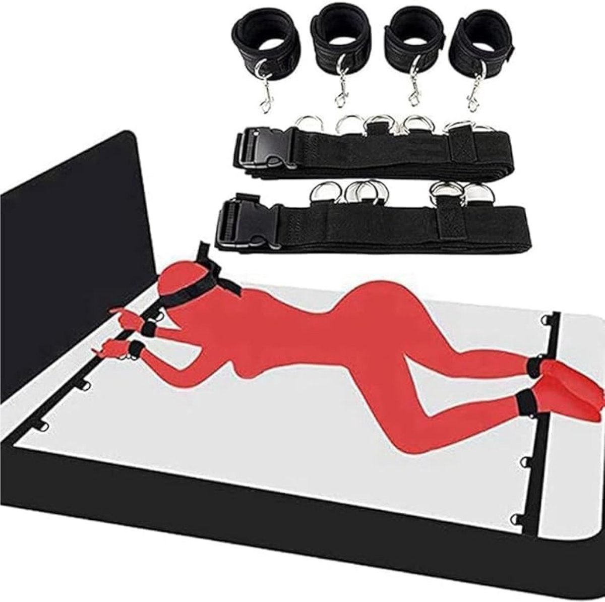 VIN® Sex Toys voor Koppels - 6 Delen Set - SM Pakket - Bondage - Vastbinden - Kit - Startset - Handboeien - Zwart BDSM