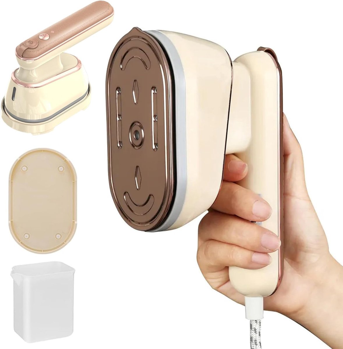 Stoomstrijkijzer - Mini strijkijzer - Reizen en thuis - Snel opwarmend 800W - Opvouwbaar en draagbaar - Beige