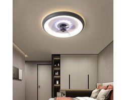 Plafond Ventilator - Lichtarmatuur - Verkoeling en Licht - Dimbaar met Afstandsbediening - 50cm Diameter - Zwart