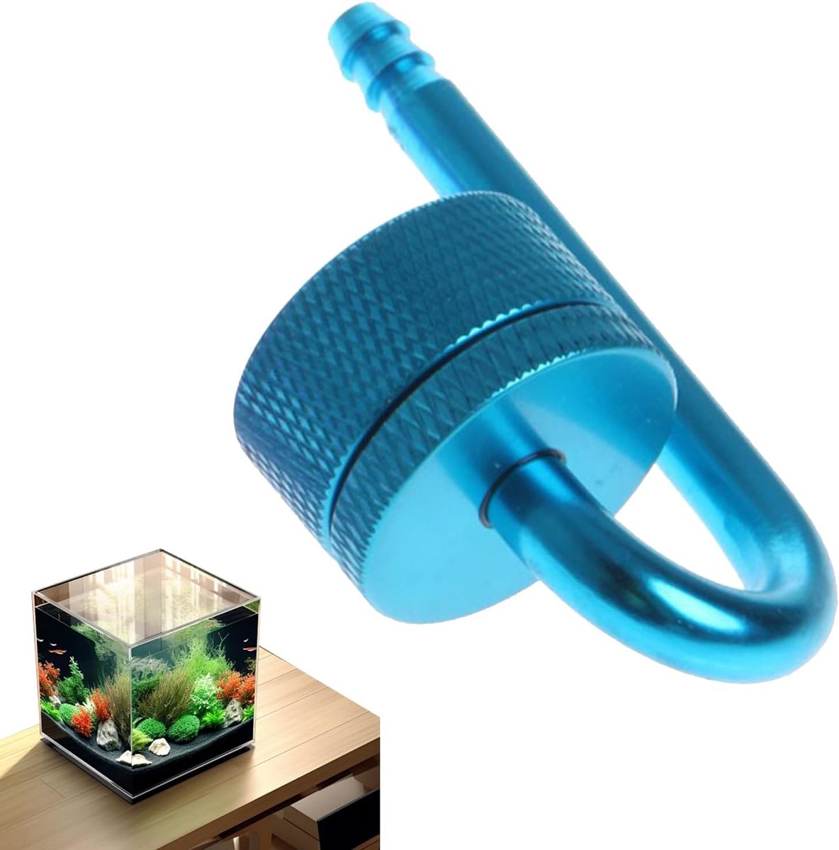 Aquarium CO2 Diffuser - Bubbelteller Verstuiver - Waterplanten Voeden - U-vormig Ruimtebesparend - 6 cm - Zilver