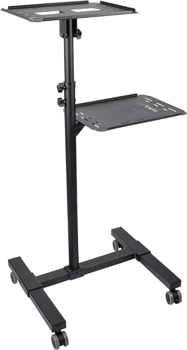 SVN® Beamer Statief - Projector Statief Met Wieltjes – Beamer Statief Met Laptop Verdieping – Zwart - 51cm x 46cm x 146cm