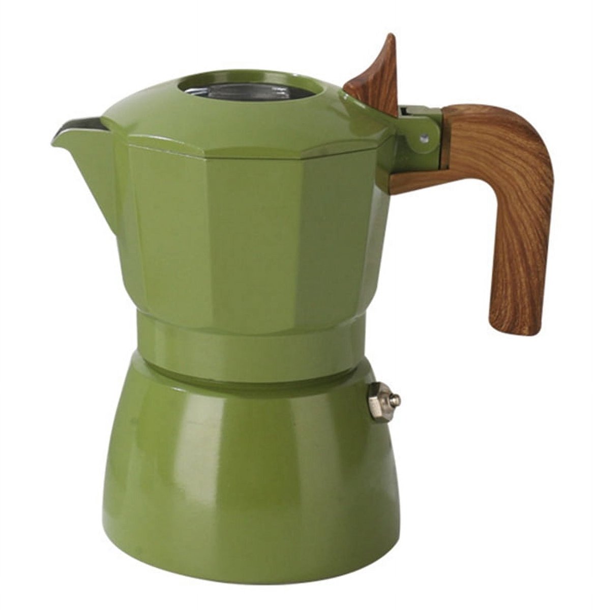 Italiaanse koffiezetter voor op het fornuis, klassieke mokapot, in retrostijl - groen