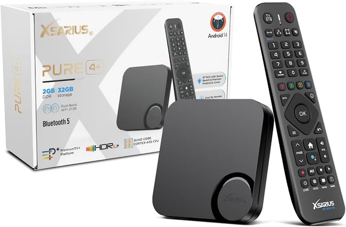 4K Android TV Box - Mediastreamer IPTV - Streamen Films Series - Android 14 HDR10+ - 2GB RAM 32GB - Zwart