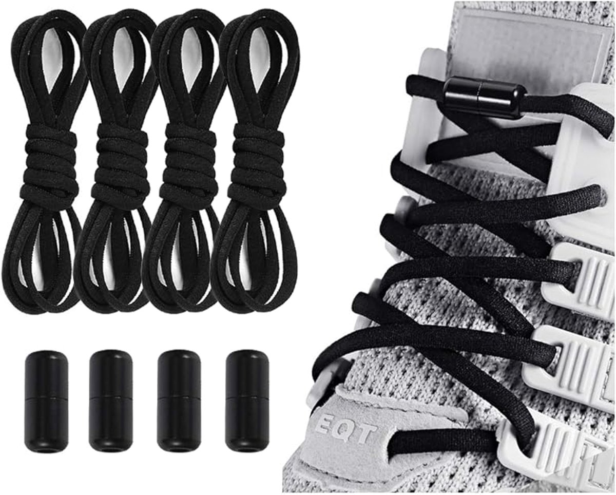 Elastische Schoenveters met Metalen Draaisluiting - Zonder Strikken - Comfortabele Elastische Veters voor Kinderen, Volwassenen & Senioren - Instap Schoenen Systeem