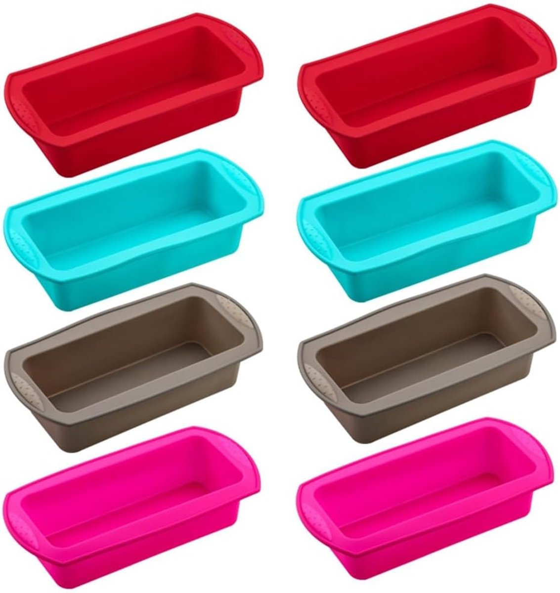 Siliconen Taartvorm - Bakvorm Rechthoek - Brood Bakken - Set van 8 Vormen - 27 x 13 x 6.5 cm