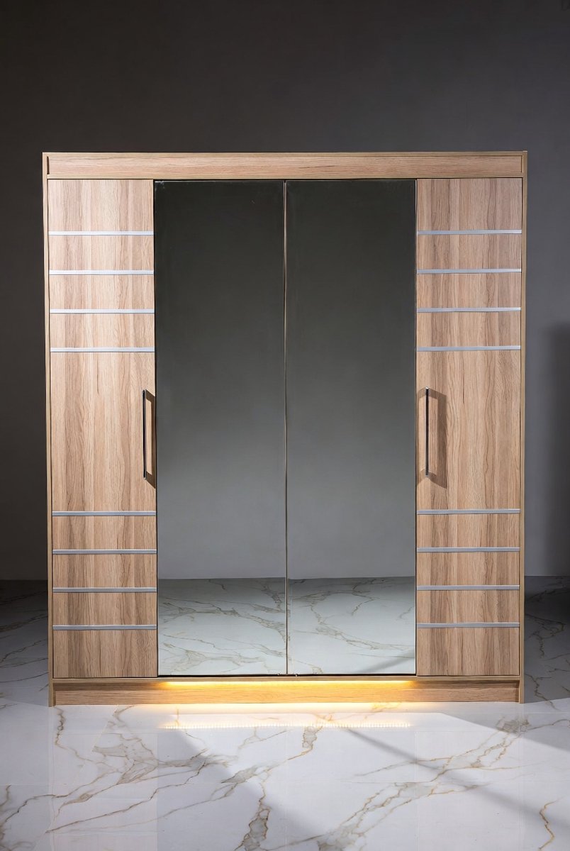 Verona Deluxe 3-deurs Schuifdeurkast met Spiegel, Kledingstang en Planken – Moderne Slaapkamerkast 250x200x62 cm – Artisan Eiken / Ruime Opbergruimte / Zelfmontage House&Garden