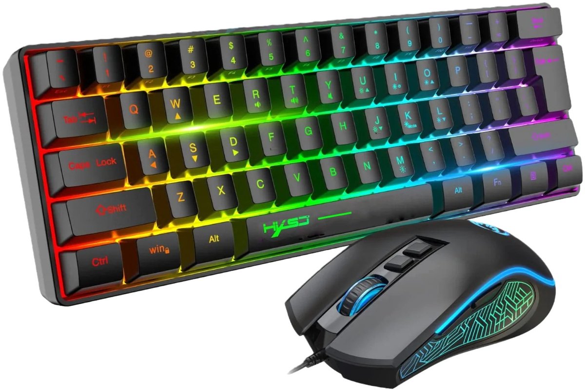Zolara RGB Gaming Toetsenbord en Muis Set - Compact Keyboard 61 Toetsen - 3600 DPI - Gaming Muis - RGB Verlichting - Bedraad - USB Set - met Muismat