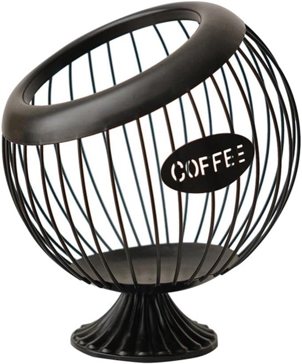 Koffiepadhouder - Opbergmand - Keuken Organisatie - Stabiele IJzeren Constructie - 22 x 20 x 20 cm - Zwart