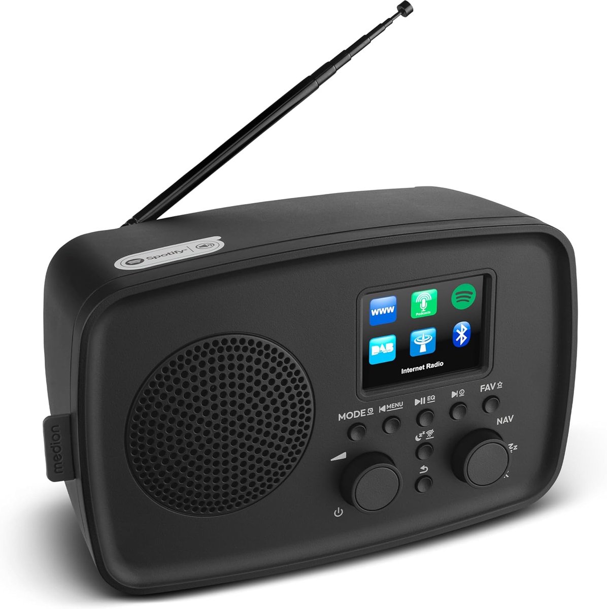 Internetradio met DAB+ - Wifi radio Bluetooth - Muziek luisteren thuis - Spatwaterdicht IPX1 - Compact formaat - Zwart