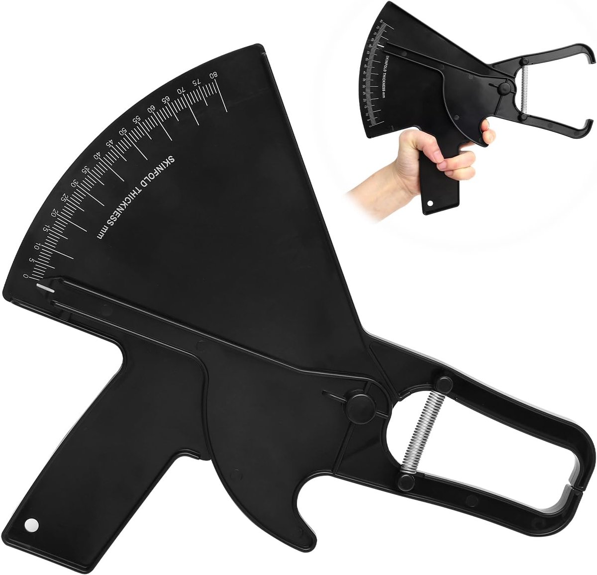 Lichaamsvetmeter Tang - Huidplooimeting - Gezondheid bijhouden - Nauwkeurige metingen - 0-80 mm - Zwart