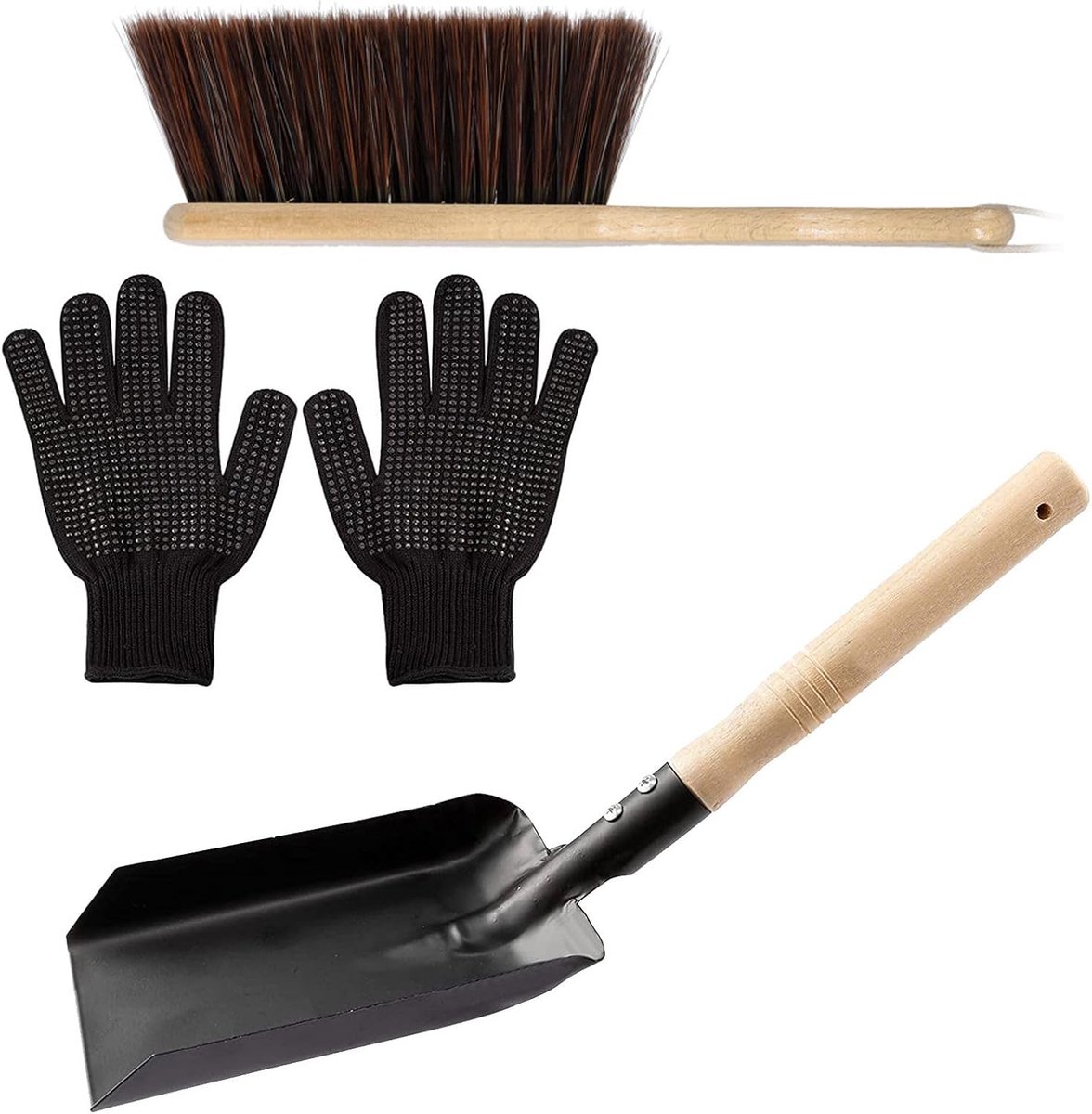 Haardset Reinigingsset - Asverwijderaar Gereedschap - Haard Schoonhouden - Houten Handvatten - 3391 x 1181 x 1209 cm - Meerkleurig