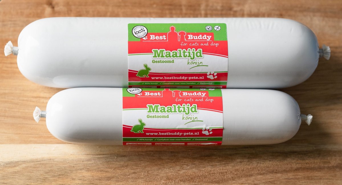Best buddy Pets Gestoomde Maaltijdworst Konijn 400 gram - Glutenvrij - Best Buddy Pets