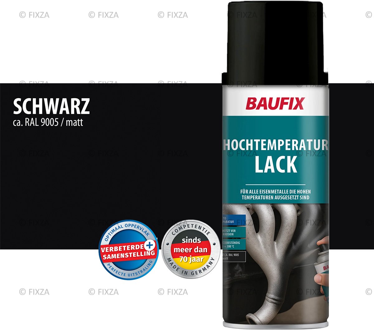 BAUFIX Hittebestendige Spuitlak Zwart Zijdeglans – 650°C – BBQ / Kachel / Uitlaat Verf – Hittebestendige Lak Spray – 400 ml