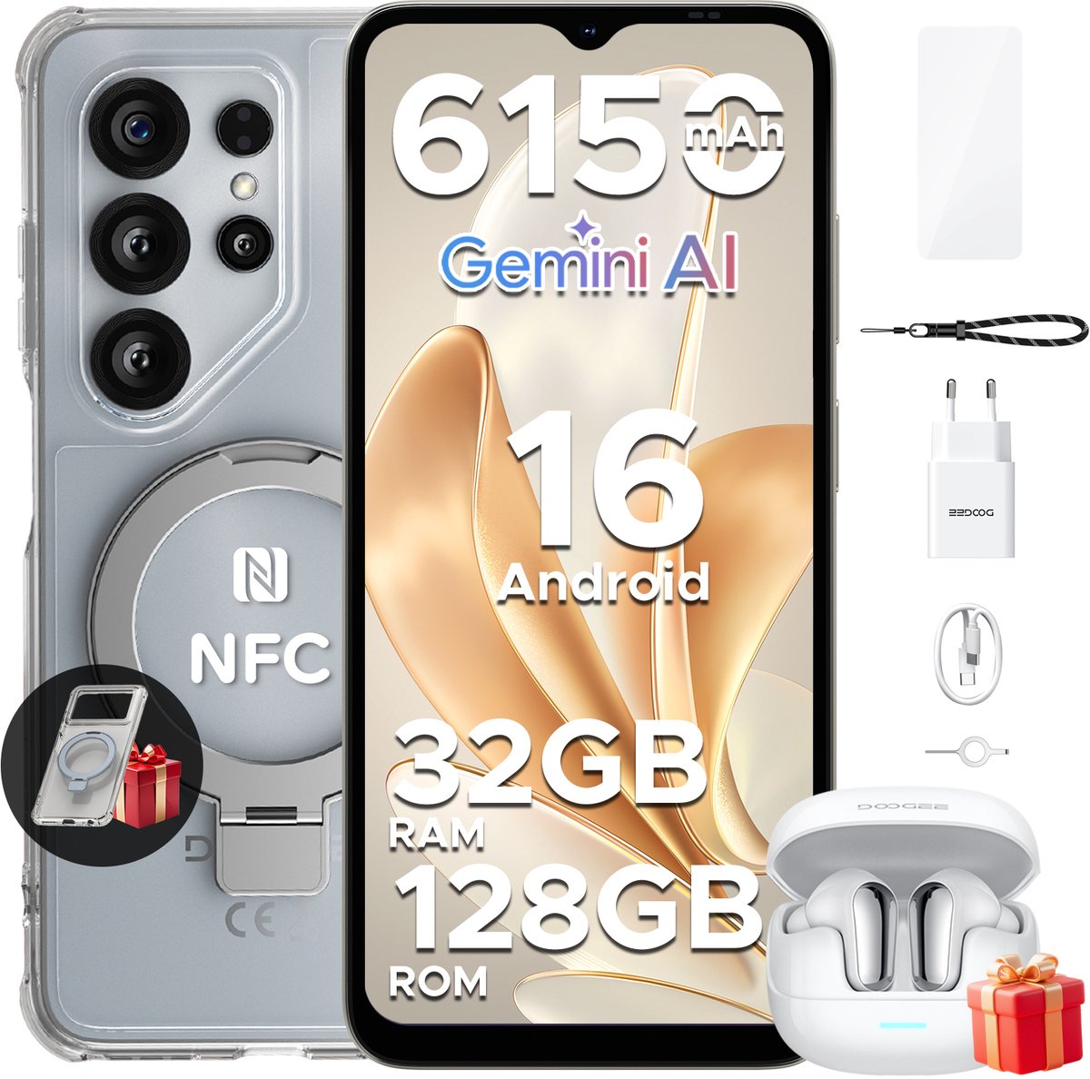 DOOGEE NOTE 56 X PRO VIP- Smartphone - Android 16- UNISOC T7225- 32GB RAM + 128GB ROM / 2TB TF - 6150mAh - 6,56 inch HD+ - 13MP + 8MP - NFC - Face ID - Gemini AI - Widevine L1- GPS