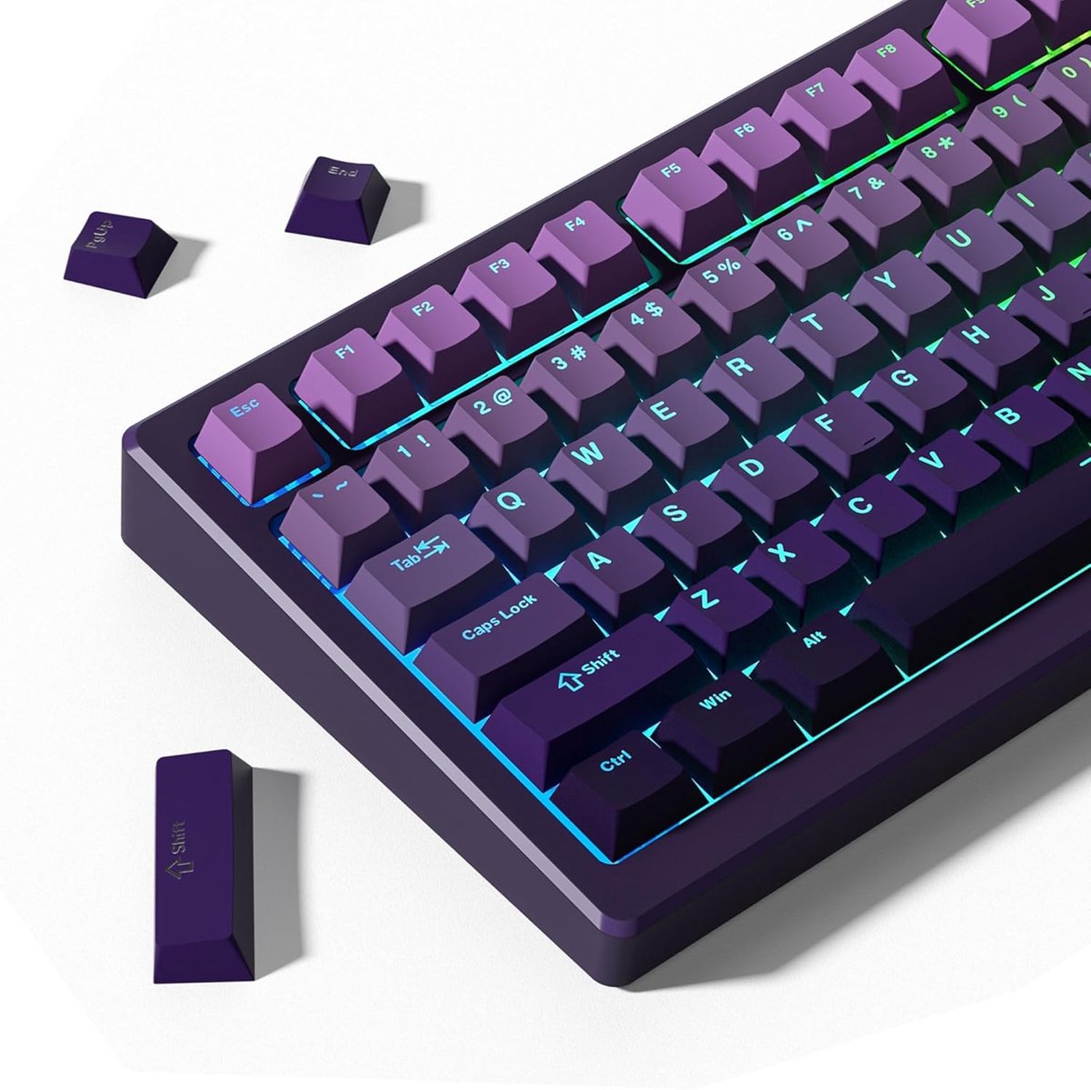 PBT Toetsen - Keycaps Set - Mechanisch Toetsenbord - Doubleshot - 60% 75% 100% - Kleurverloop Paars