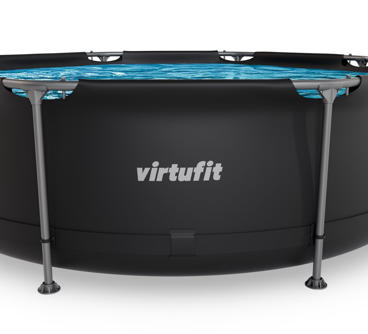 VirtuFit Rond Zwembad Ø244 x 76 cm - Incl. Filterpomp - Opzetzwembad - Duurzaam & Veilig Stalen Frame - Antraciet — afbeelding 12