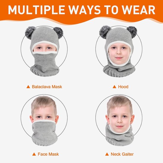 Kinder Bivakmuts - Winter Muts Sjaal - Buiten Spelen - Winddicht Fleece - 1-6 Jaar - Meerdere Kleuren van Kinder — afbeelding 2