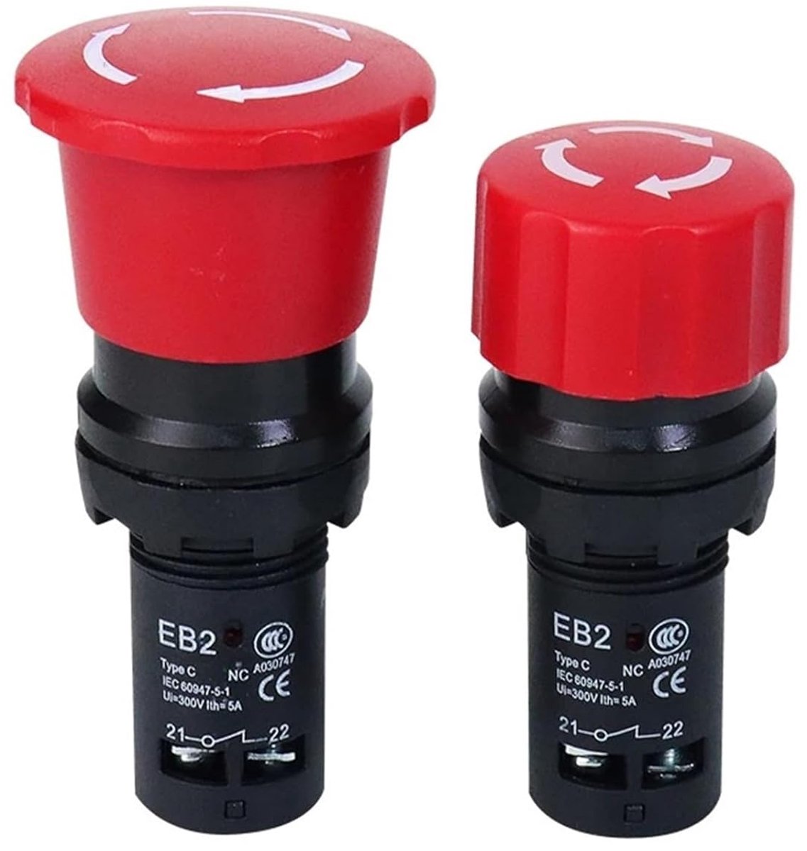 Noodstop Knop - Drukknop Schakelaar - Machine Veiligheid - Grote Drukknop - 10x10x10 mm - Rood