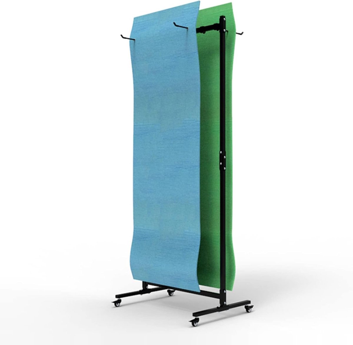 Fitnessmat Opbergrek - Gymrek Organizer - Sportspullen Opbergen - Met Zwenkwielen - 76x50x185 cm - Zwart